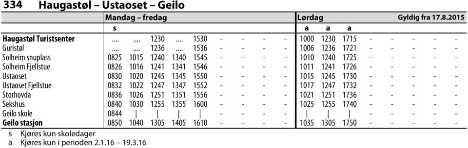 1245 1345 1550 1015 1245 1730 Ustaoset Fjellstue 0832 1022 1247 1347 1552 1017 1247 1732 Storhovda 0836 1026 1251 1351 1556 1021 1251 1736 Sekshus 0840 1030