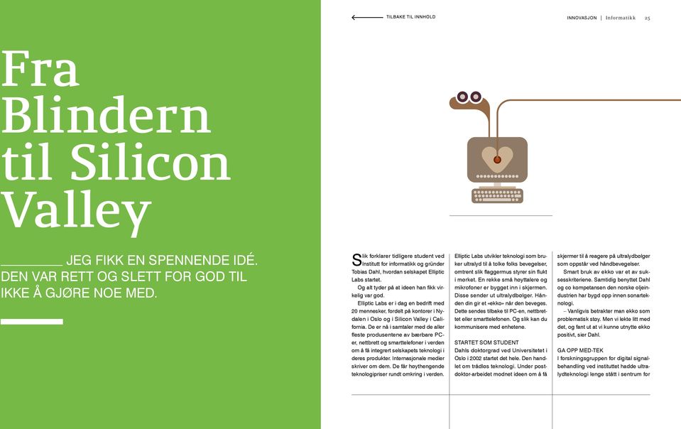 Elliptic Labs er i dag en bedrift med 20 mennesker, fordelt på kontorer i Nydalen i Oslo og i Silicon Valley i California.
