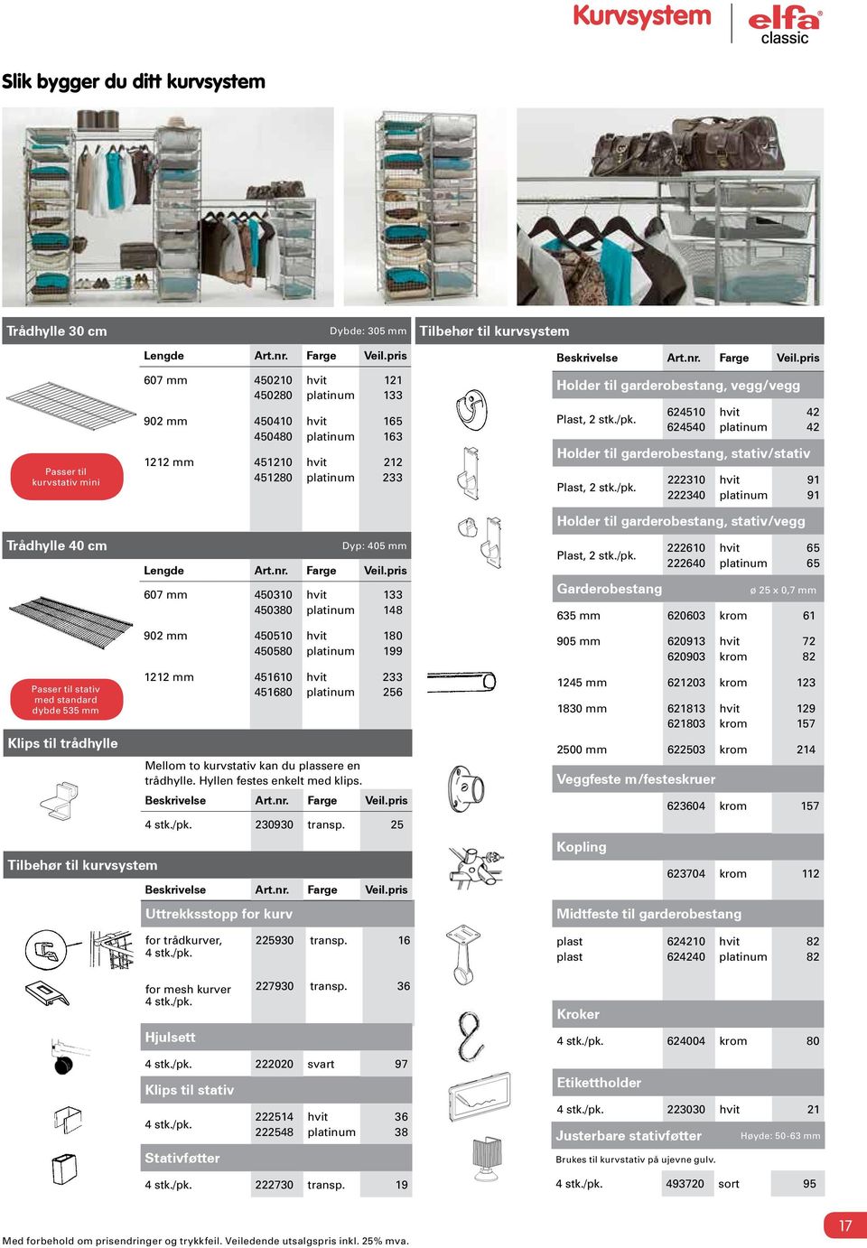 62450 624540 Holder til garderobestang, stativ/stativ Plast, 2 stk./pk.