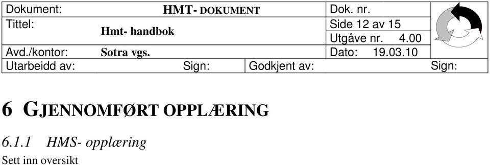 OPPLÆRING 6.1.