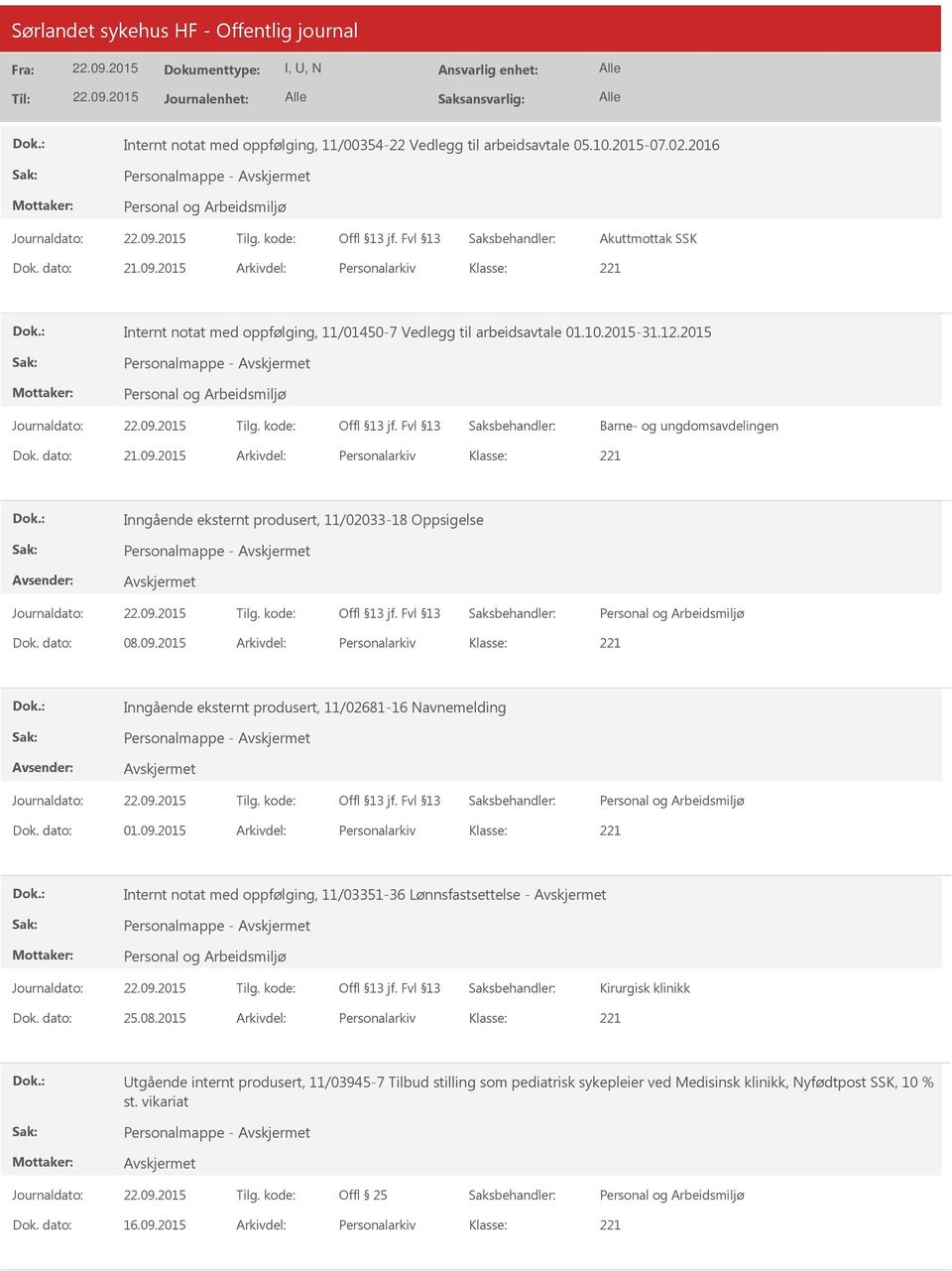 2015 Arkivdel: Personalarkiv Inngående eksternt produsert, 11/02033-18 Oppsigelse Personalmappe - Dok. dato: 08.09.