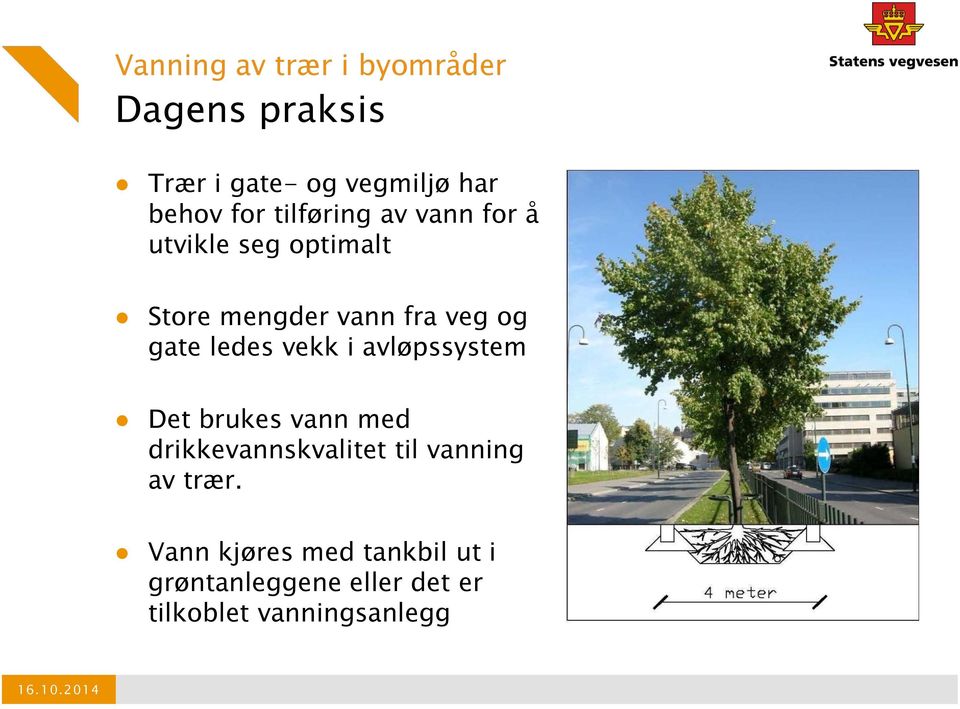 vekk i avløpssystem Det brukes vann med drikkevannskvalitet til vanning av trær.