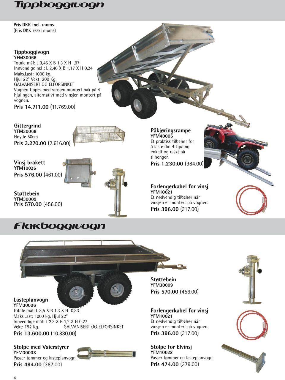 00 (2.616.00) Vinsj brakett YFM10026 Pris 576.00 (461.00) Støttebein YFM30009 Pris 570.00 (456.00) Påkjøringsrampe YFM40005 Et praktisk tilbehør for å laste din 4-hjuling enkelt og raskt på tilhenger.
