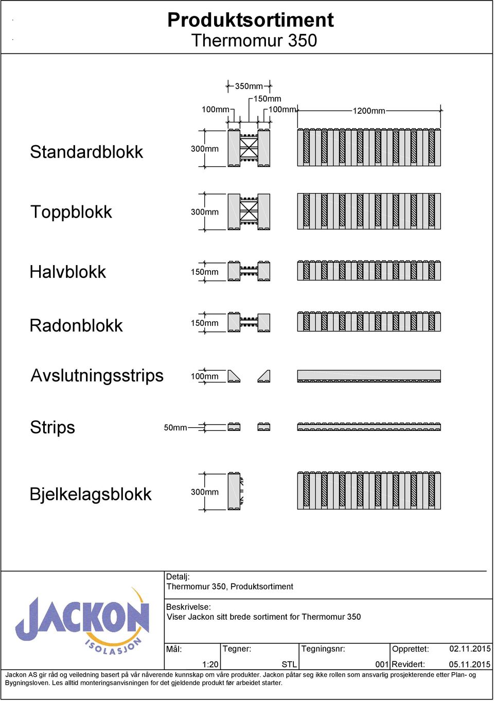 Strips 50mm Bjelkelagsblokk, Produktsortiment Viser