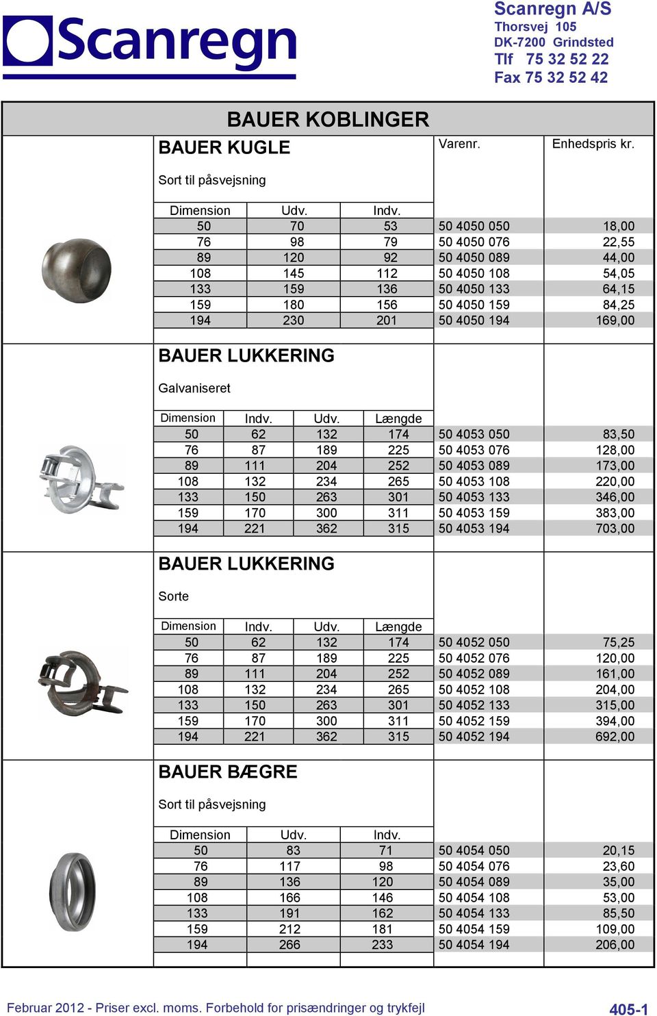 169,00 BAUER LUKKERING Indv. Udv.