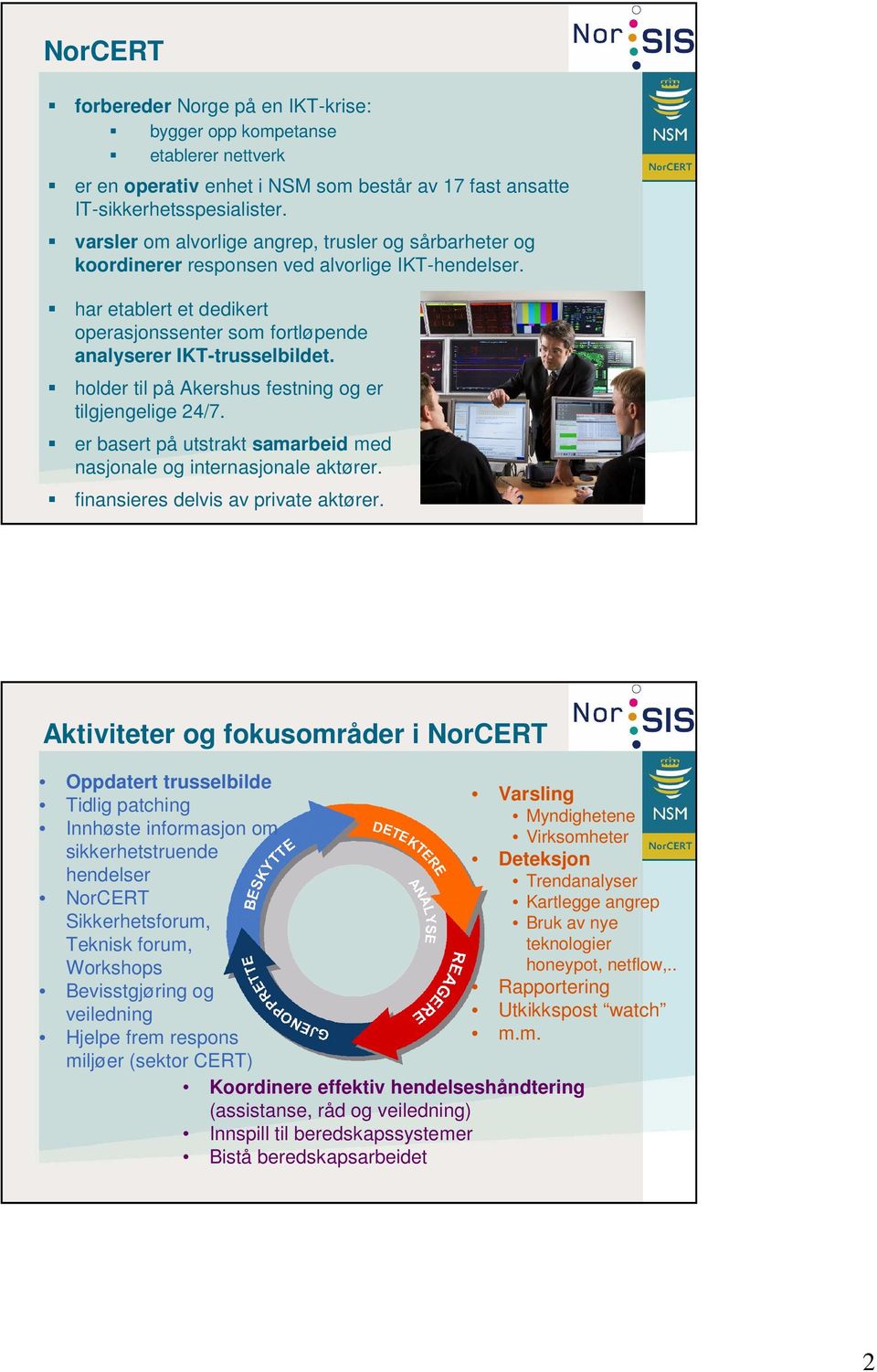 holder til på Akershus festning og er tilgjengelige 24/7. er basert på utstrakt samarbeid med nasjonale og internasjonale aktører. finansieres delvis av private aktører.