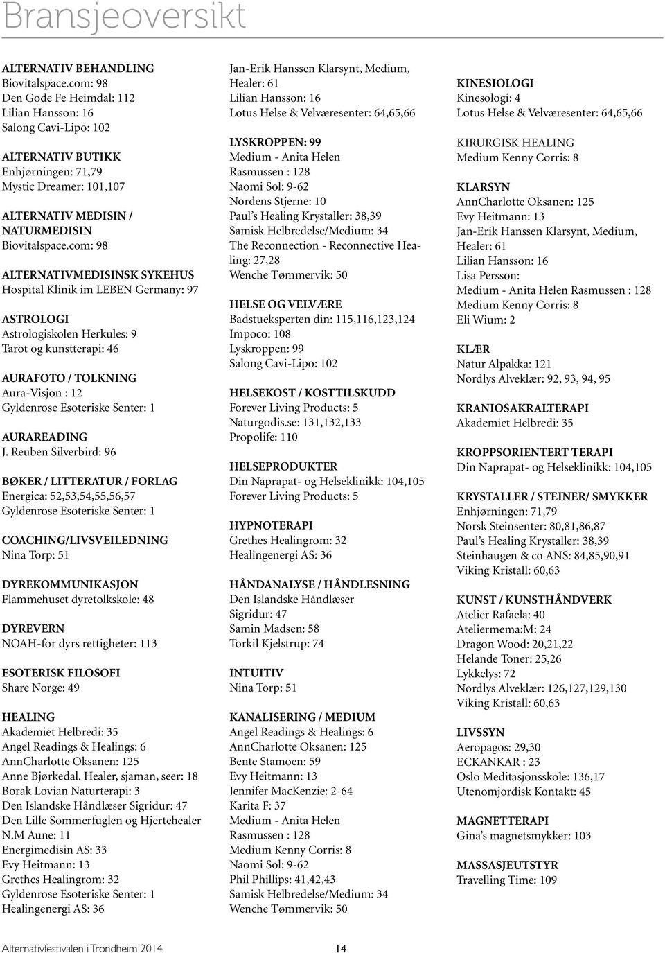 com: 98 ALTERNATIVMEDISINSK SYKEHUS Hospital Klinik im LEBEN Germany: 97 ASTROLOGI Astrologiskolen Herkules: 9 Tarot og kunstterapi: 46 AURAFOTO / TOLKNING Aura-Visjon : 12 Gyldenrose Esoteriske