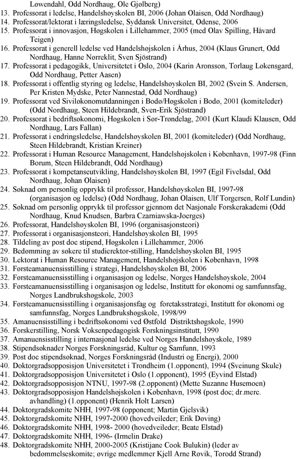 Professorat i generell ledelse ved Handelshøjskolen i Århus, 2004 (Klaus Grunert, Odd Nordhaug, Hanne Nørreklit, Sven Sjöstrand) 17.