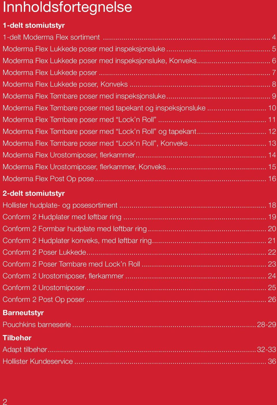 .. 10 Moderma Flex Tømbare poser med Lock n Roll... 11 Moderma Flex Tømbare poser med Lock n Roll og tapekant... 12 Moderma Flex Tømbare poser med Lock n Roll, Konveks.