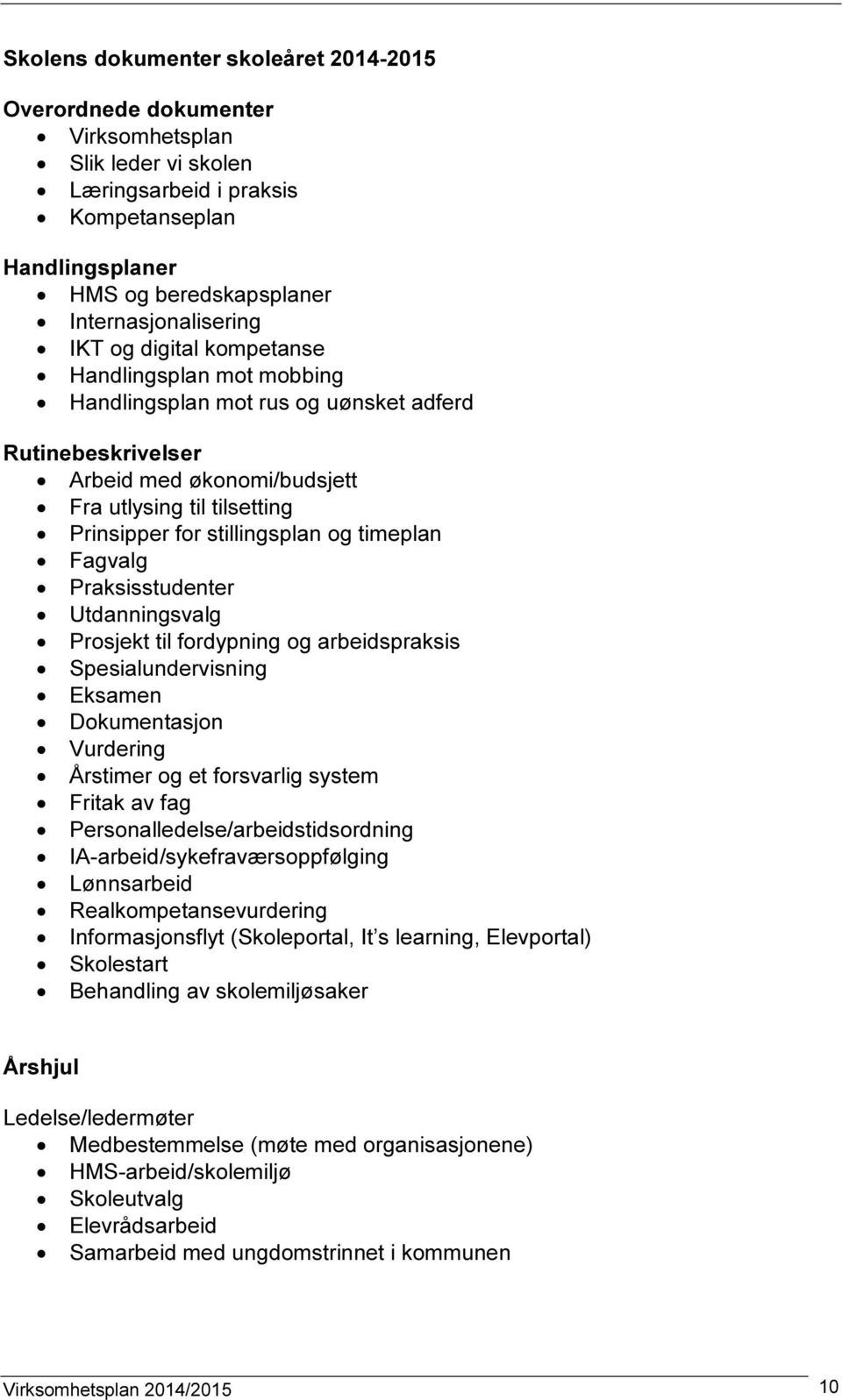 timeplan Fagvalg Praksisstudenter Utdanningsvalg Prosjekt til fordypning og arbeidspraksis Spesialundervisning Eksamen Dokumentasjon Vurdering Årstimer og et forsvarlig system Fritak av fag