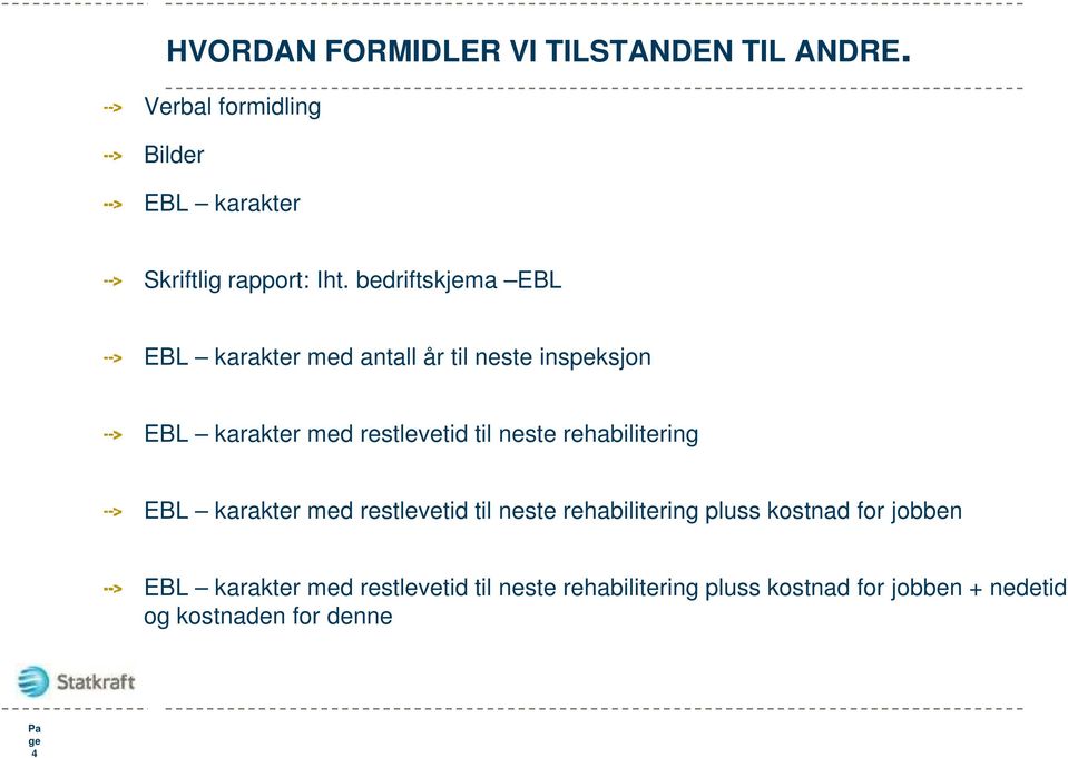 rehabilitering EBL karakter med restlevetid til neste rehabilitering pluss kostnad for jobben EBL