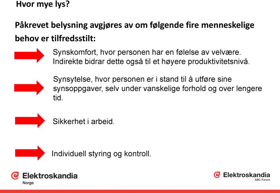 Synskomfort, hvor personen har en følelse av velvære.