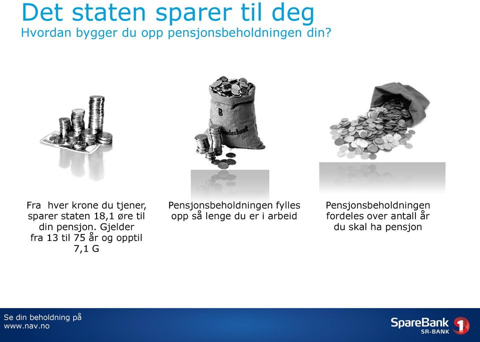 Gjelder fra 13 til 75 år og opptil 7,1 G Pensjonsbeholdningen fylles opp så lenge