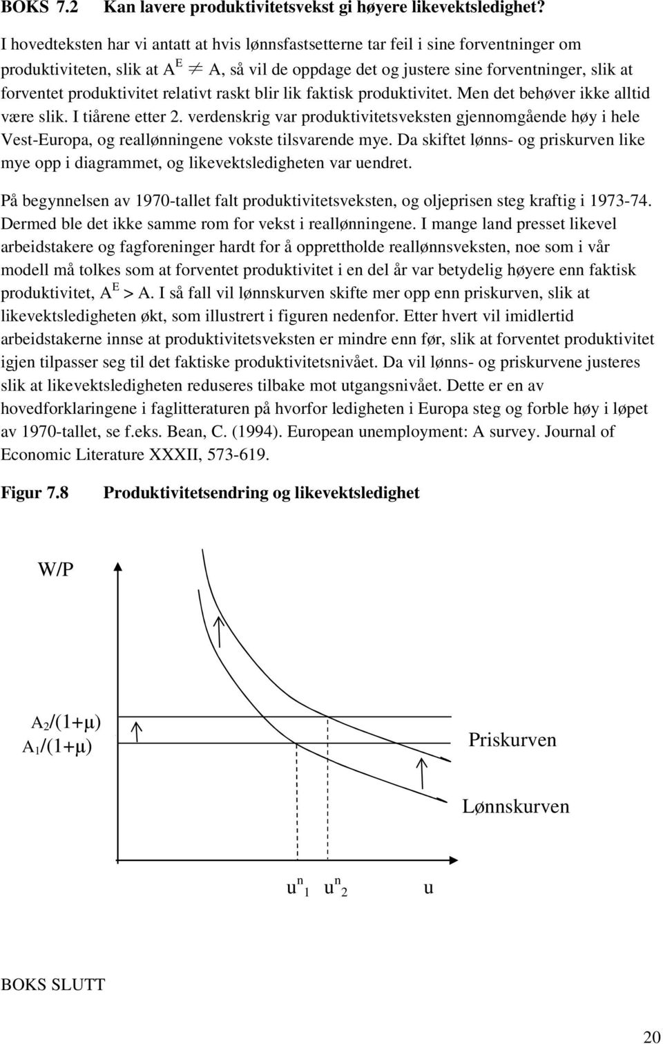 produktivitet relativt raskt blir lik faktisk produktivitet. Men det behøver ikke alltid være slik. I tiårene etter 2.