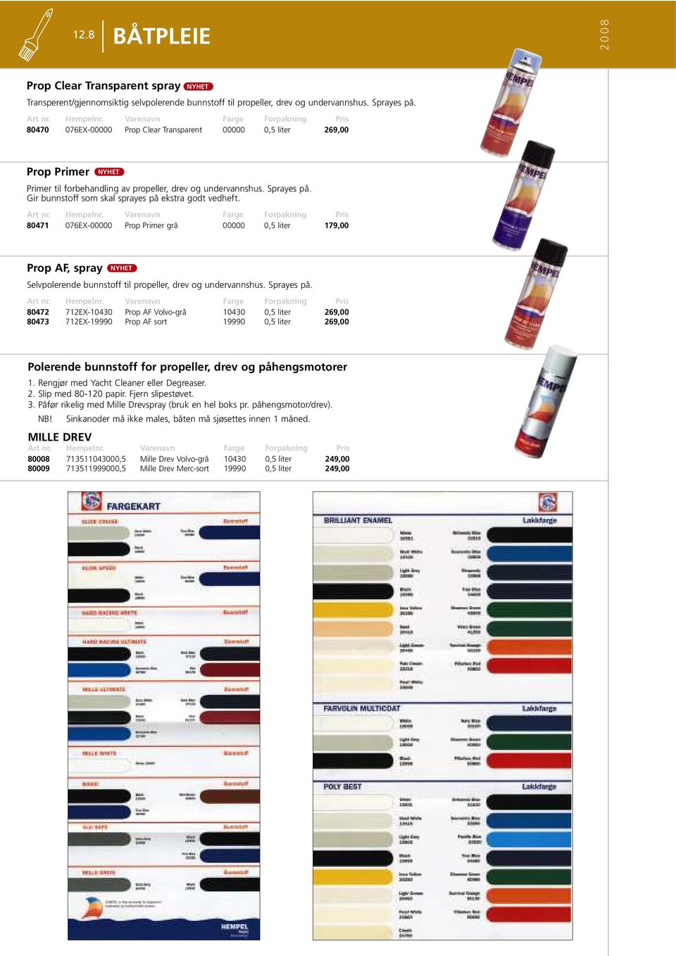 Gir bunnstoff som skal sprayes på ekstra godt vedheft. 80471 076EX-00000 Prop Primer grå 00000 0,5 liter 179,00 Prop AF, spray Selvpolerende bunnstoff til propeller, drev og undervannshus. Sprayes på.