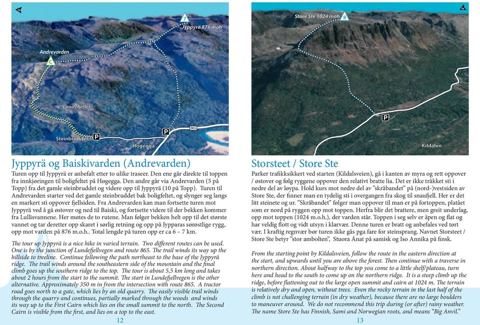 Turen til Andrevarden starter ved det gamle steinbruddet bak boligfeltet, og slynger seg langs en markert sti oppover fjellsiden.