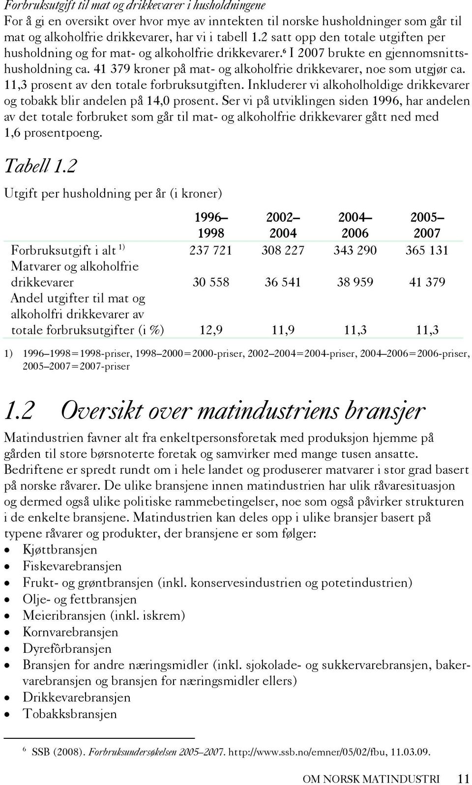 41 379 kroner på mat- og alkoholfrie drikkevarer, noe som utgjør ca. 11,3 prosent av den totale forbruksutgiften. Inkluderer vi alkoholholdige drikkevarer og tobakk blir andelen på 14,0 prosent.