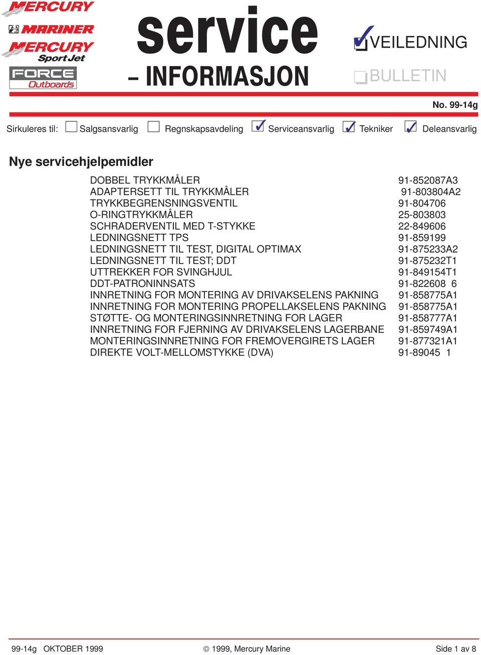 TRYKKBEGRENSNINGSVENTIL 91-804706 O-RINGTRYKKMÅLER 25-803803 SCHRADERVENTIL MED T-STYKKE 22-849606 LEDNINGSNETT TPS 91-859199 LEDNINGSNETT TIL TEST, DIGITAL OPTIMAX 91-875233A2 LEDNINGSNETT TIL TEST;