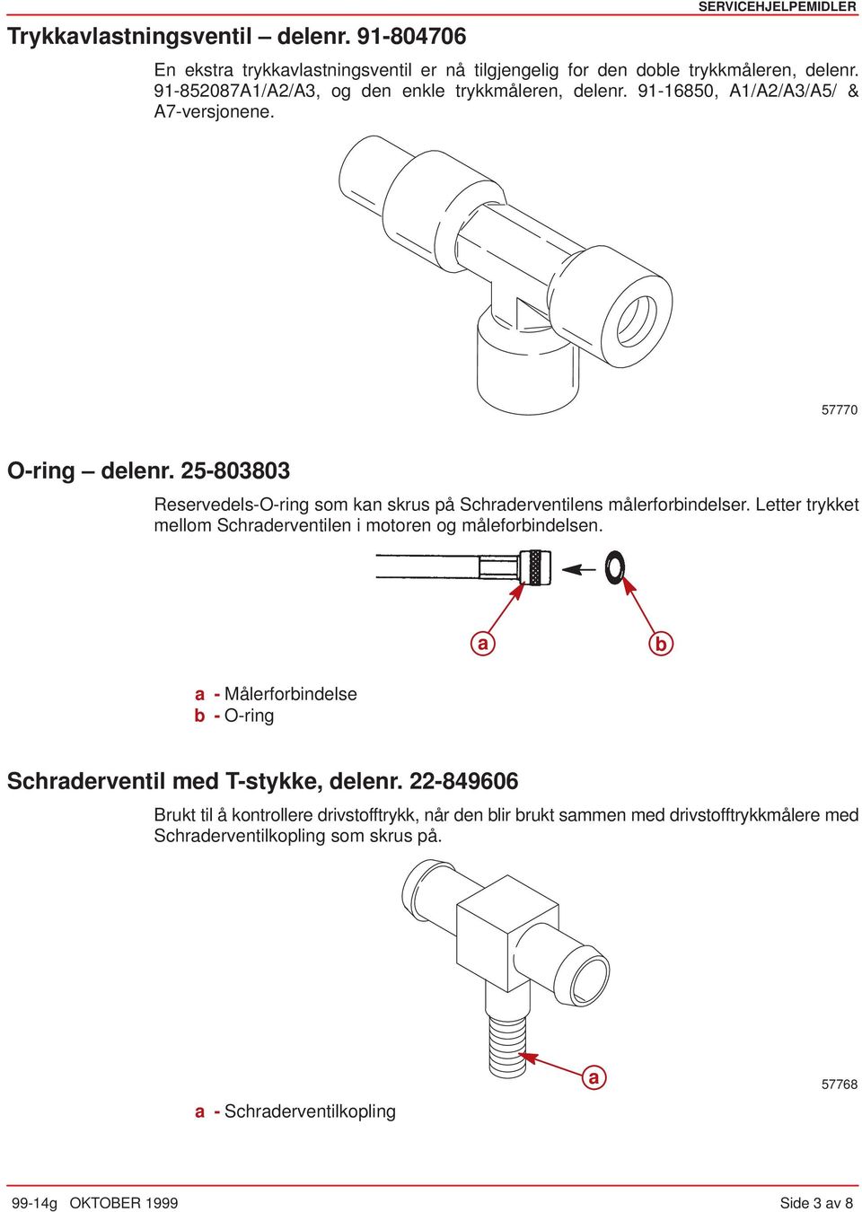 25-803803 Reservedels-O-ring som kan skrus på Schraderventilens målerforbindelser. Letter trykket mellom Schraderventilen i motoren og måleforbindelsen.