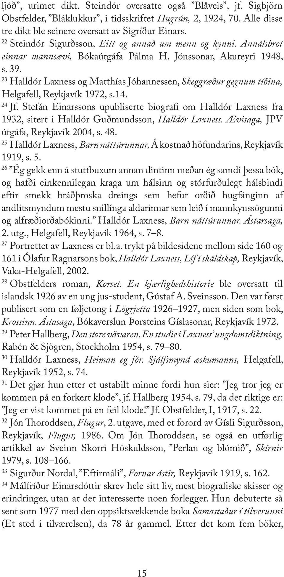 23 Halldór Laxness og Matthías Jóhannessen, Skeggræður gegnum tíðina, Helgafell, Reykjavík 1972, s.14. 24 Jf.