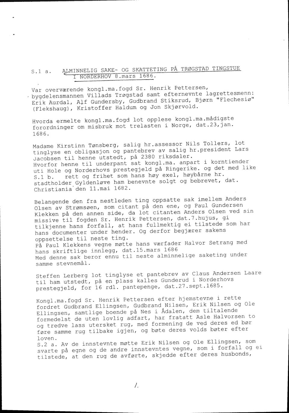 ma.mAdigste nrardnincror om miibruk moi trel-asten i Norge' dat IV!V!urrrrrYv! '23'1an' lbuo. Madame Krrstinn Tonsberg, salig hr.assessor Nils Tollers, lot tinglyseenobligasjonoqpantebrevavsalighr.