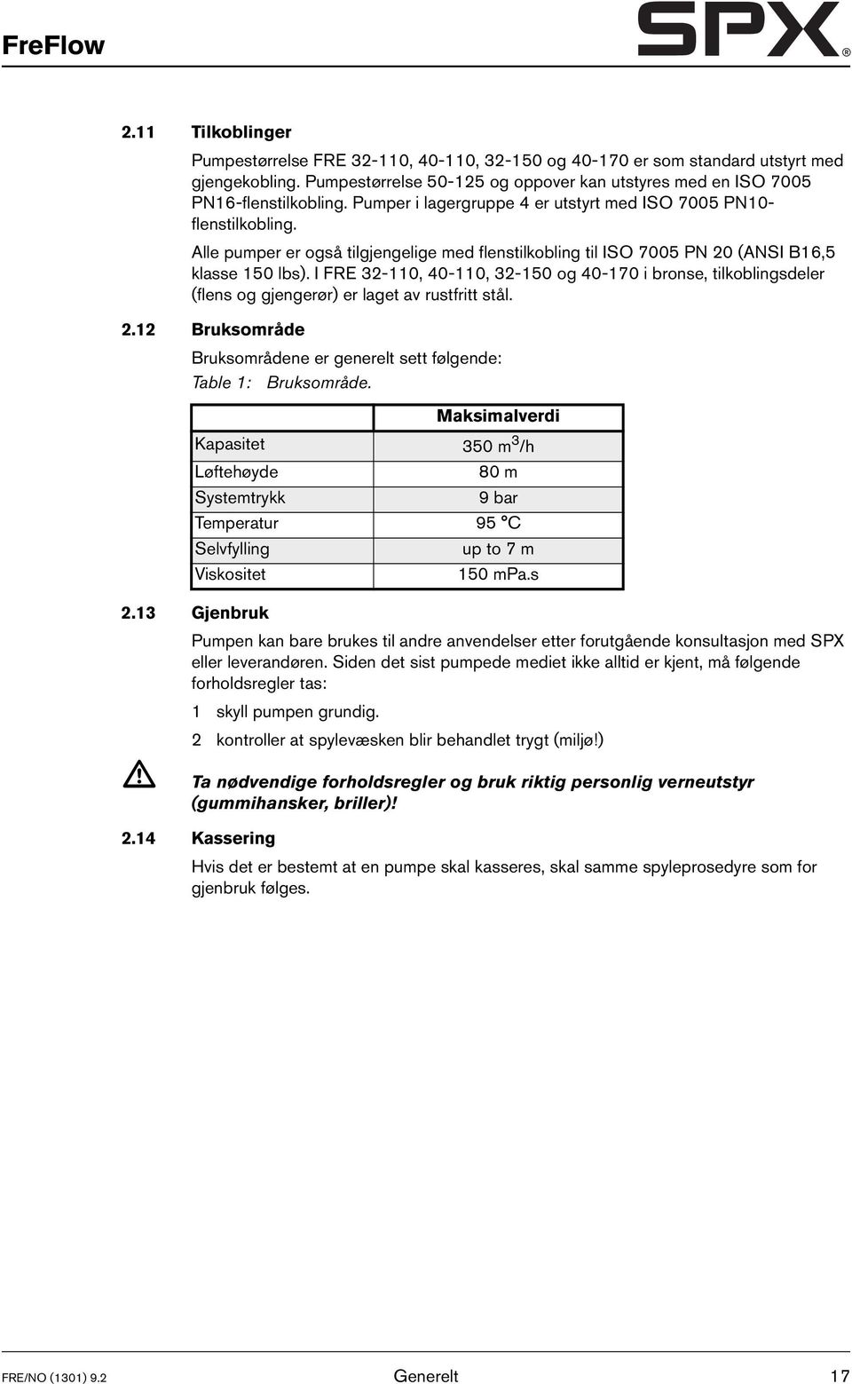 Alle pumper er også tilgjengelige med flenstilkobling til ISO 7005 PN 20 (ANSI B16,5 klasse 150 lbs).