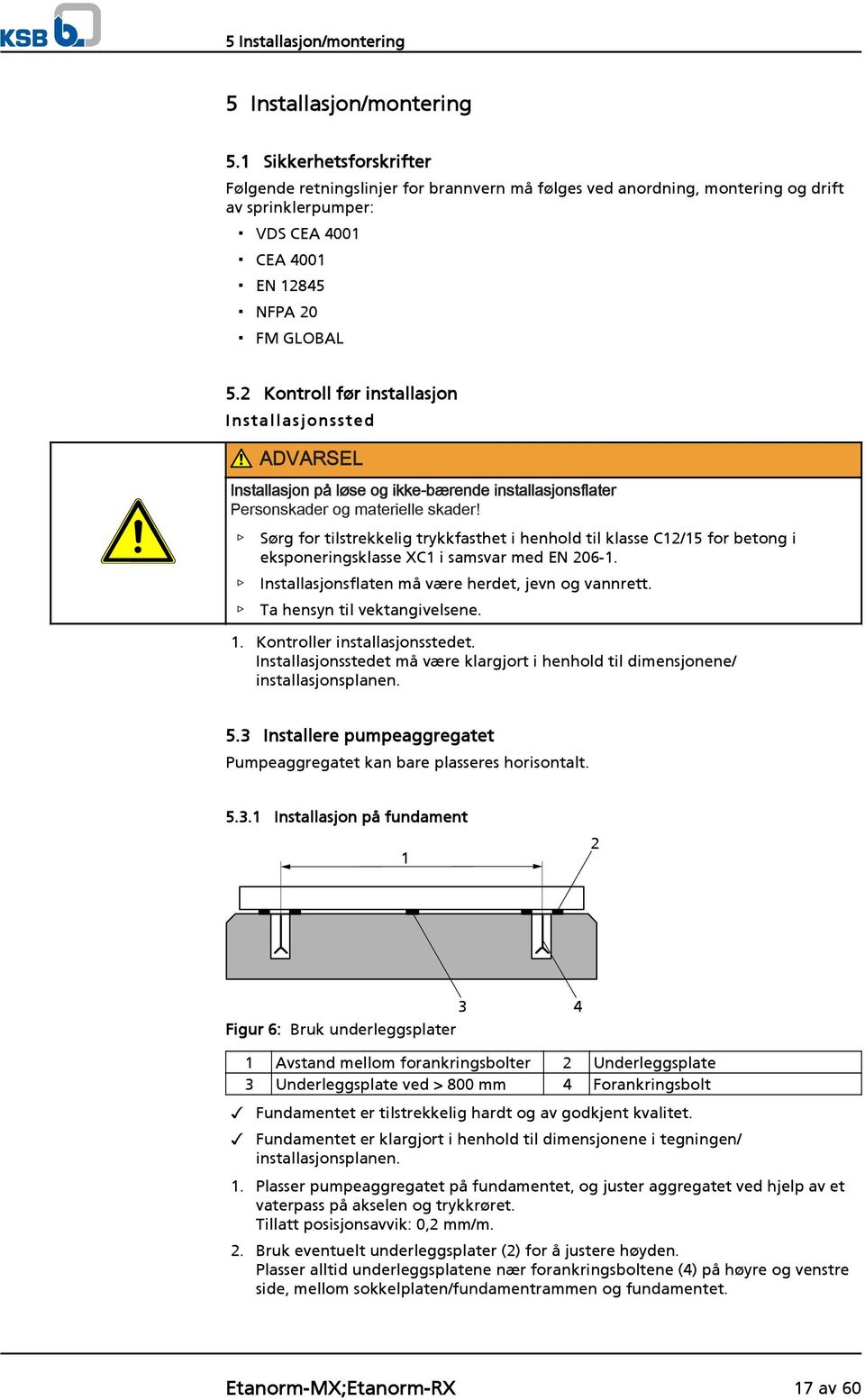 2 Kontroll før installasjon Install asjonsste d ADVARSEL Installasjon på løse og ikke-bærende installasjonsflater Personskader og materielle skader!