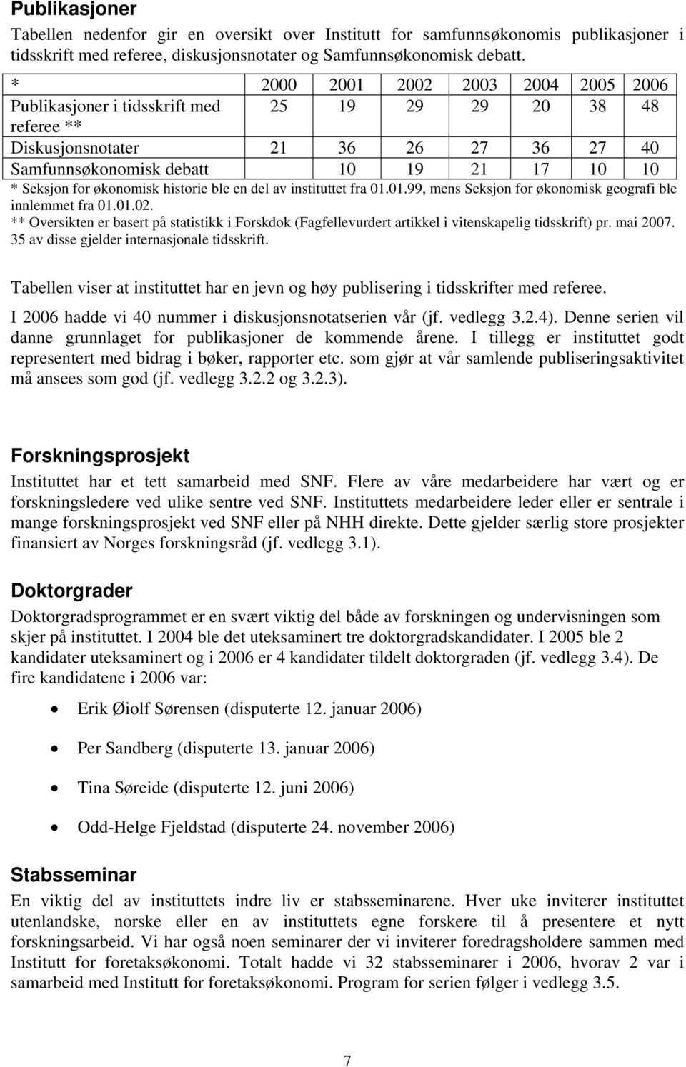 økonomisk historie ble en del av instituttet fra 01.01.99, mens Seksjon for økonomisk geografi ble innlemmet fra 01.01.02.