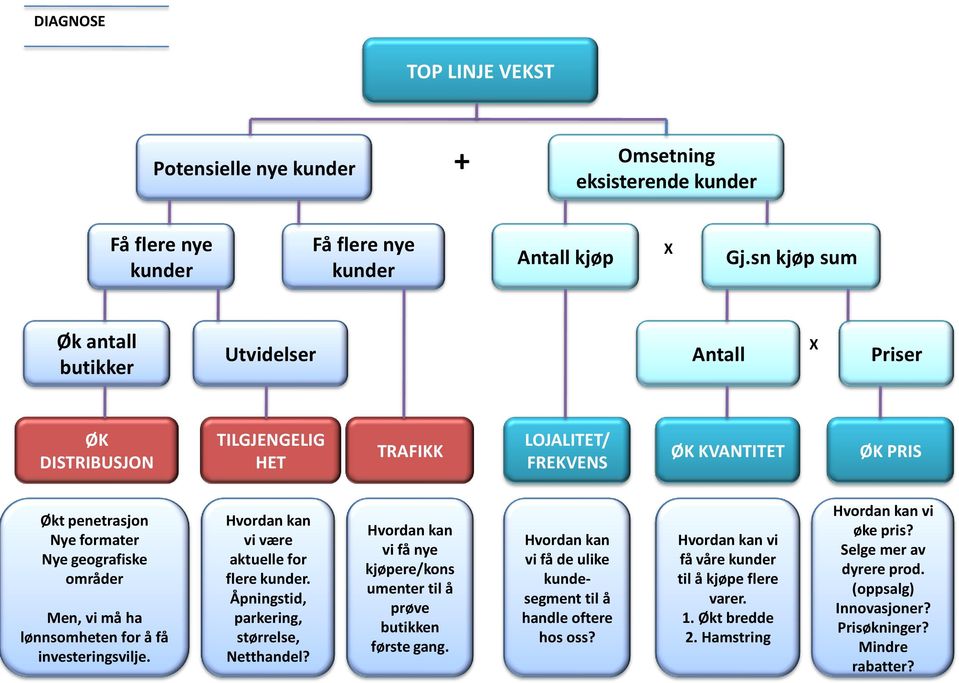 vi må ha lønnsomheten for å få investeringsvilje. Hvordan kan vi være aktuelle for flere kunder. Åpningstid, parkering, størrelse, Netthandel?