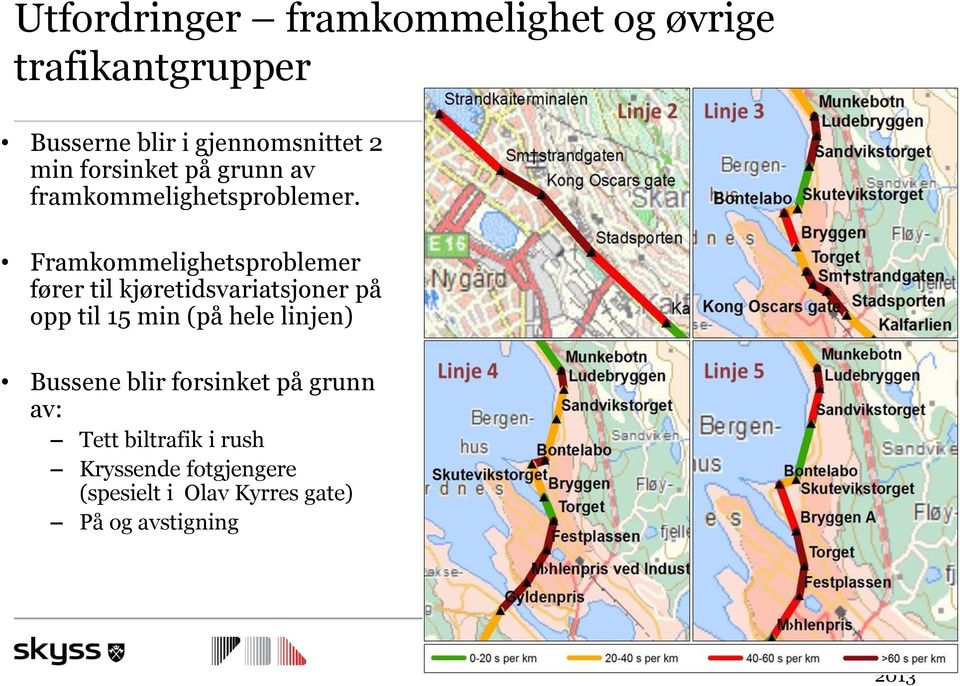 Framkommelighetsproblemer fører til kjøretidsvariatsjoner på opp til 15 min (på hele