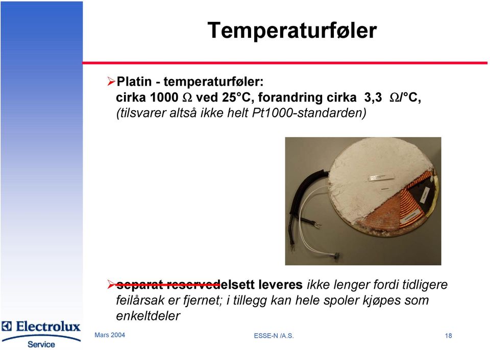 separat reservedelsett leveres ikke lenger fordi tidligere feilårsak er