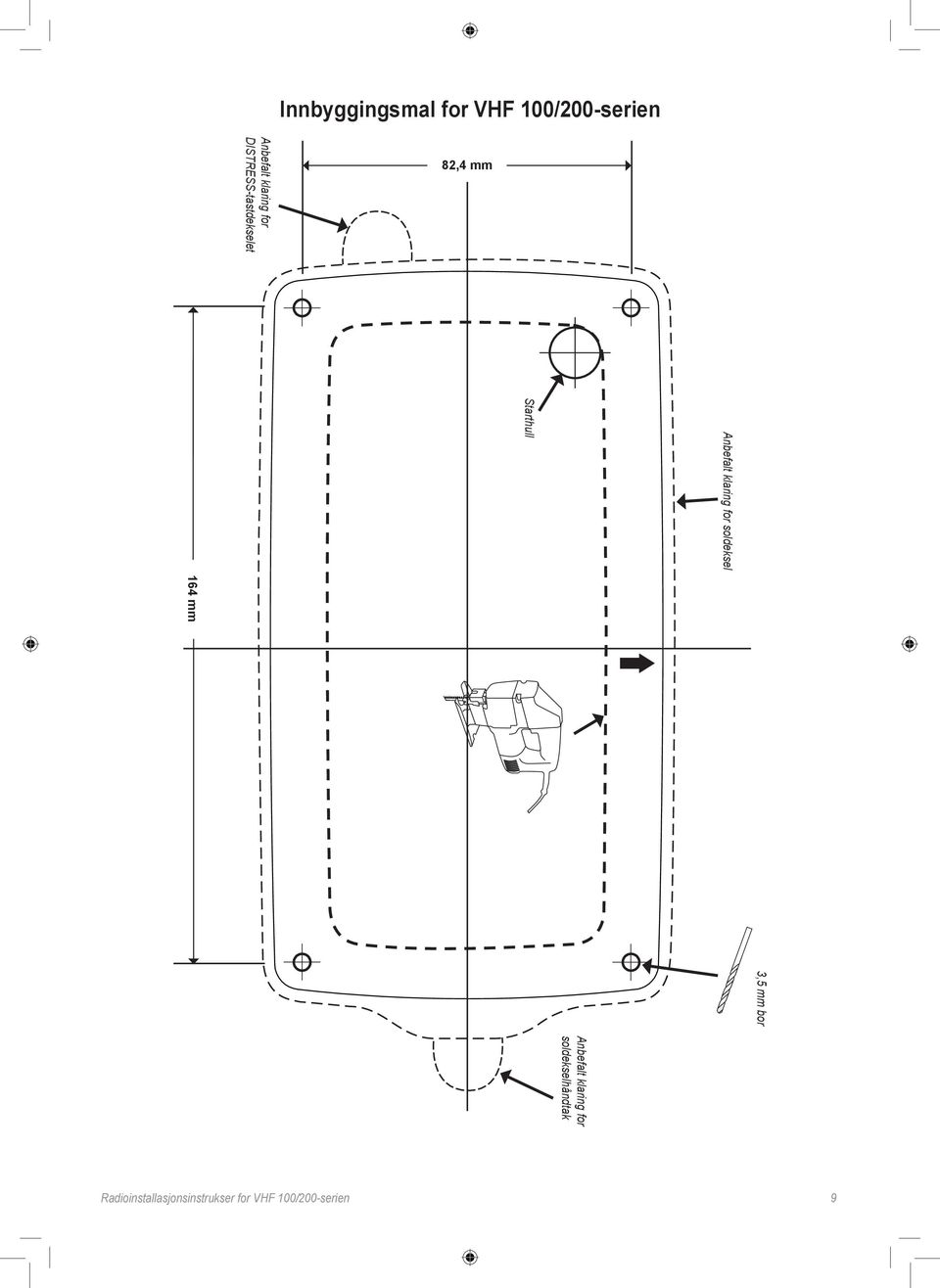 soldeksel Starthull 164 mm 3,5 mm bor Anbefalt klaring for