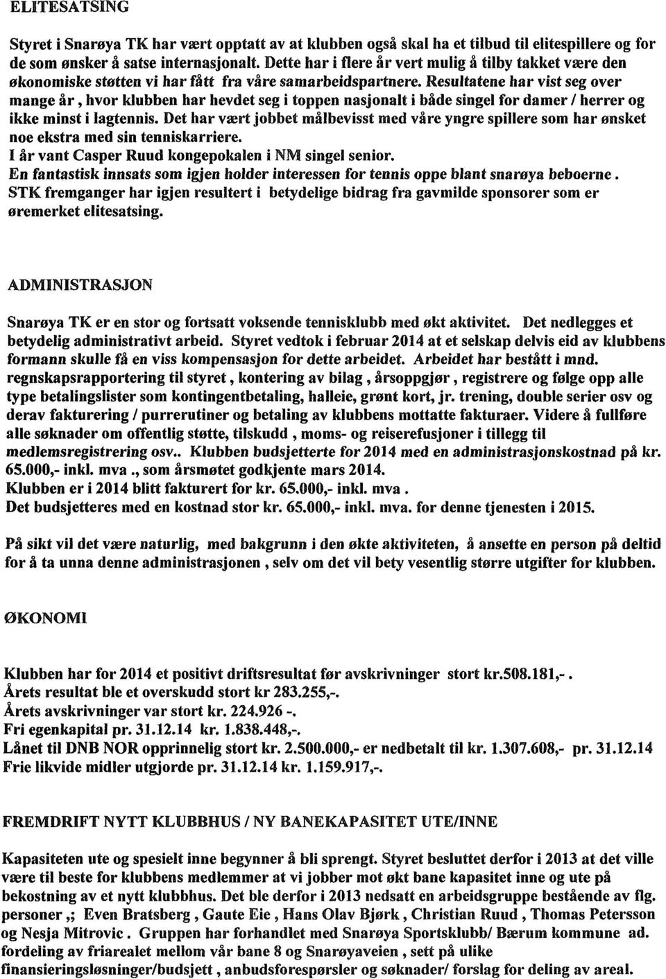 Resultatene har vist seg over mange år, hvor klubben har hevdet seg i toppen nasjonalt i både singel for damer / herrer og ikke minst i lagtennis.