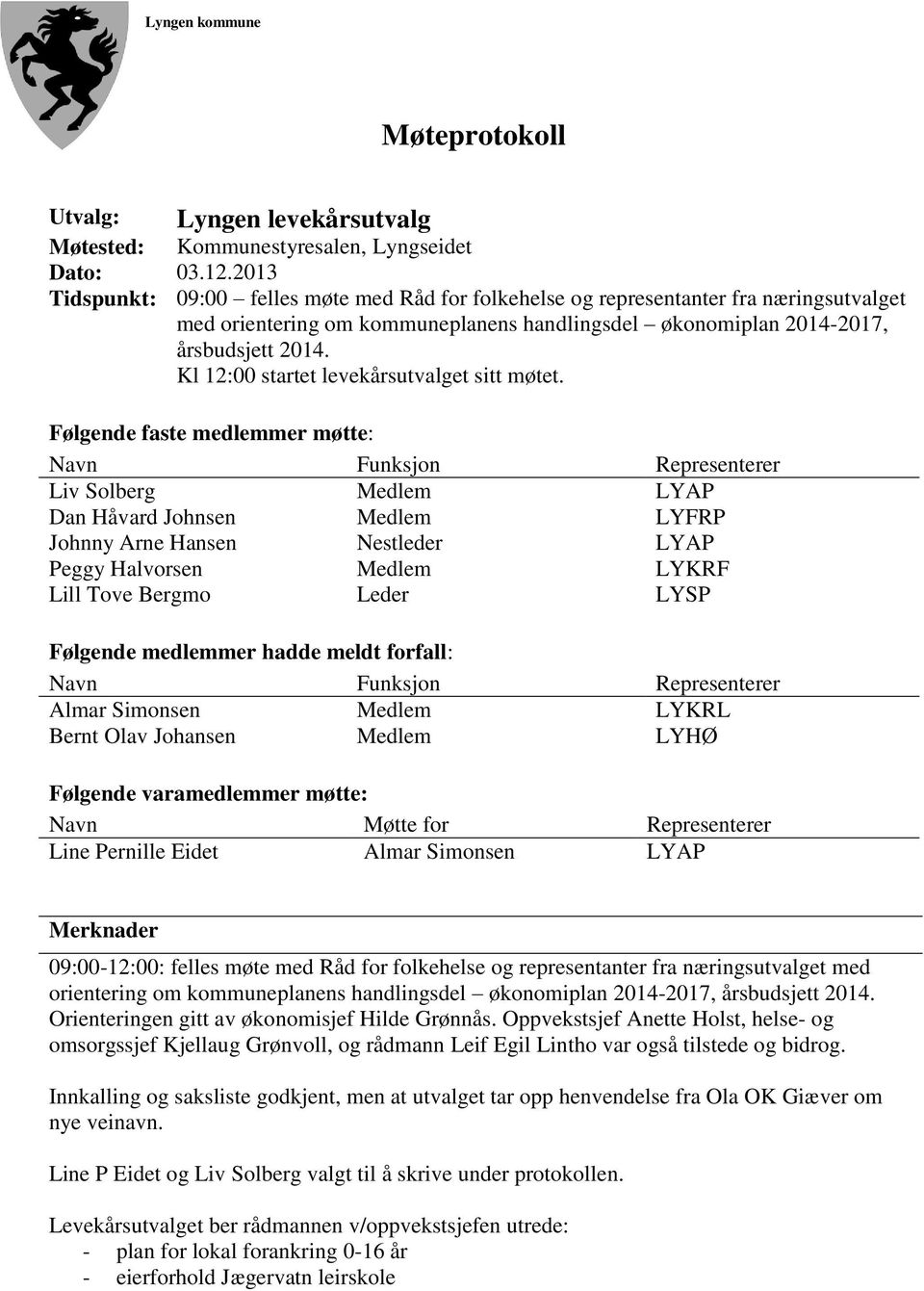 Kl 12:00 startet levekårsutvalget sitt møtet.