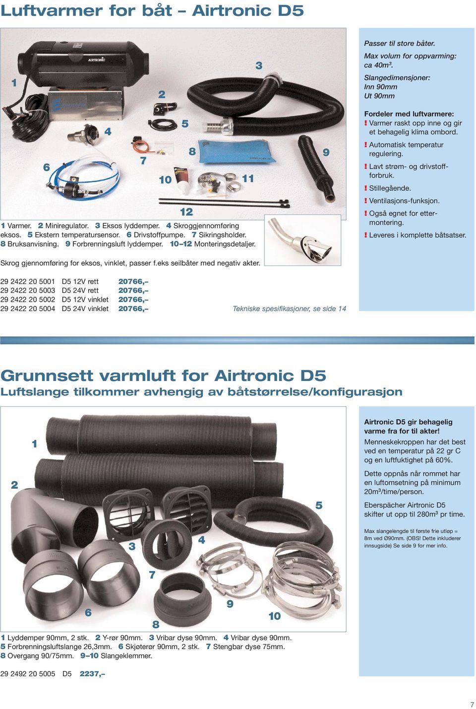 Varmer raskt opp inne og gir et behagelig klima ombord.! Automatisk temperatur regulering.! Lavt strøm- og drivstoffforbruk.! Stillegående.! Ventilasjons-funksjon.! Også egnet for ettermontering.