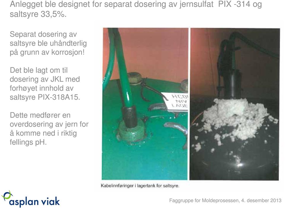 Det ble lagt om til dosering av JKL med forhøyet innhold av saltsyre