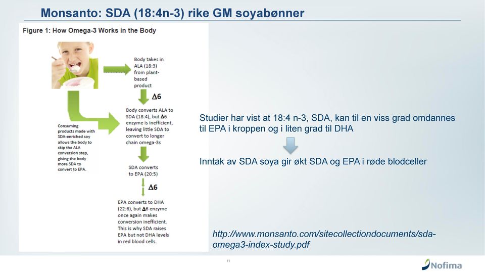 grad til DHA Inntak av SDA soya gir økt SDA og EPA i røde blodceller