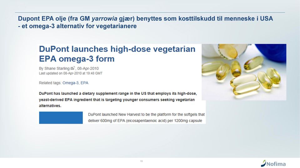 kosttilskudd til menneske i USA