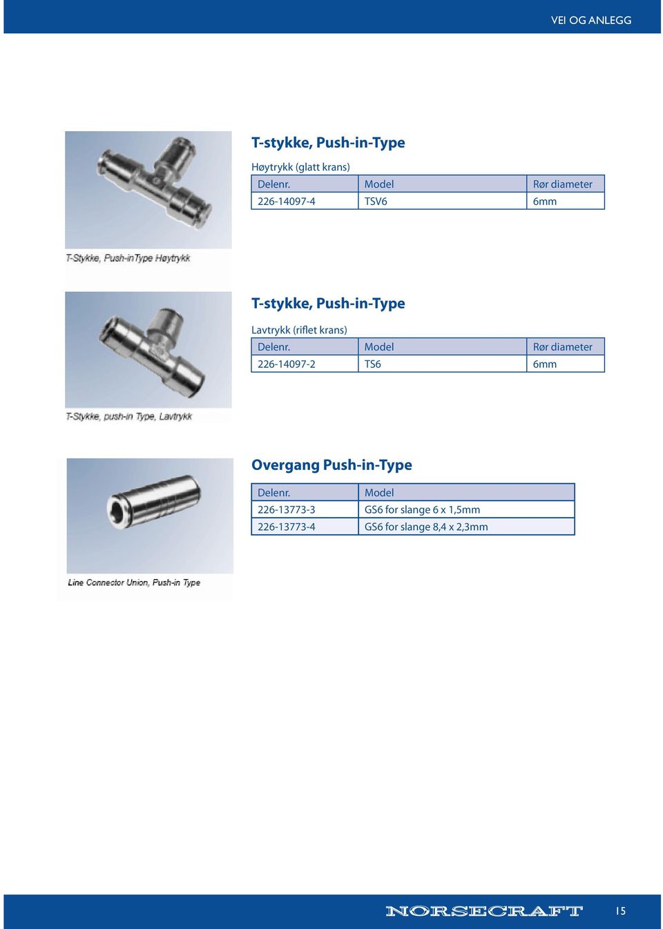 (riflet krans) Rør diameter 226-14097-2 TS6 6mm Overgang