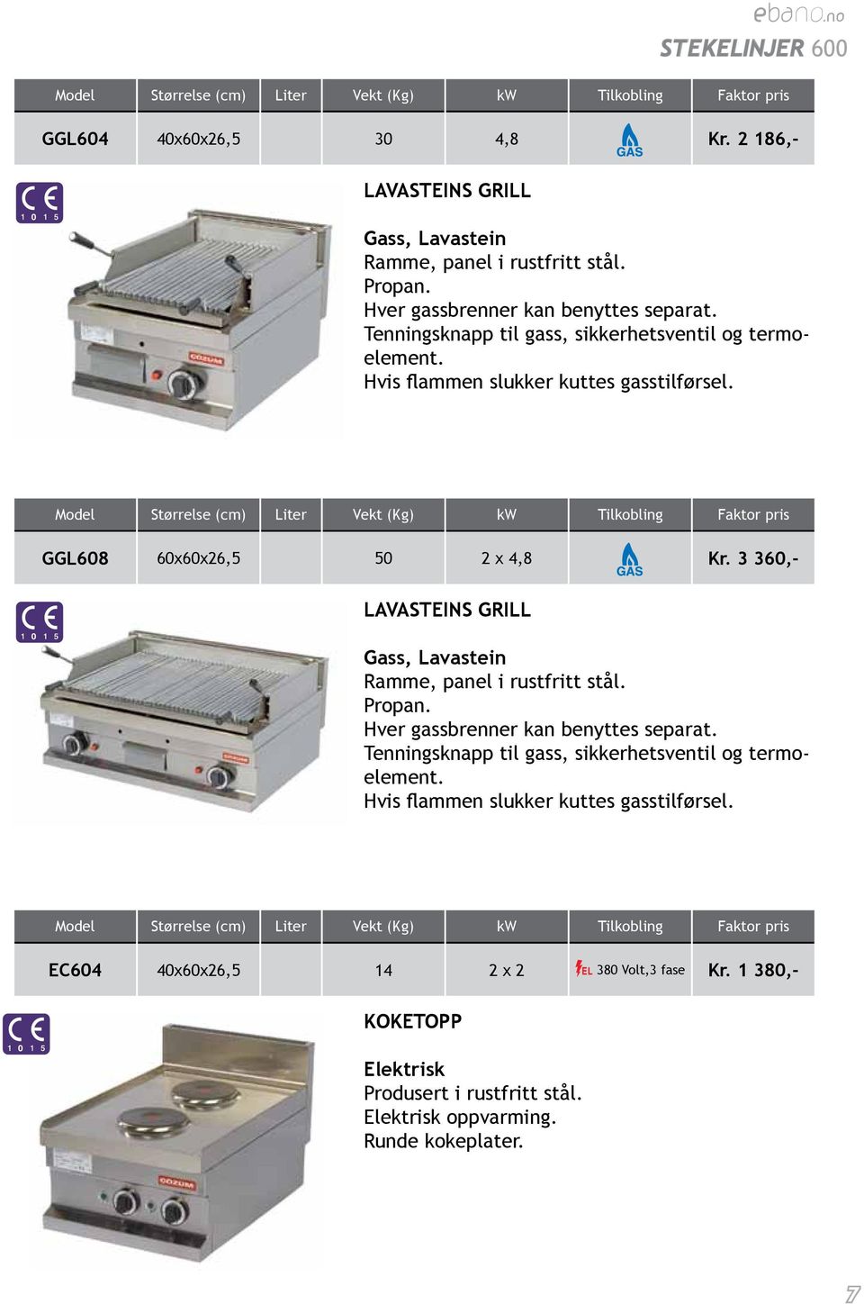 3 360,- LAVASTEINS GRILL Gass, Lavastein Ramme, panel i rustfritt stål. Propan. Hver gassbrenner kan benyttes separat.