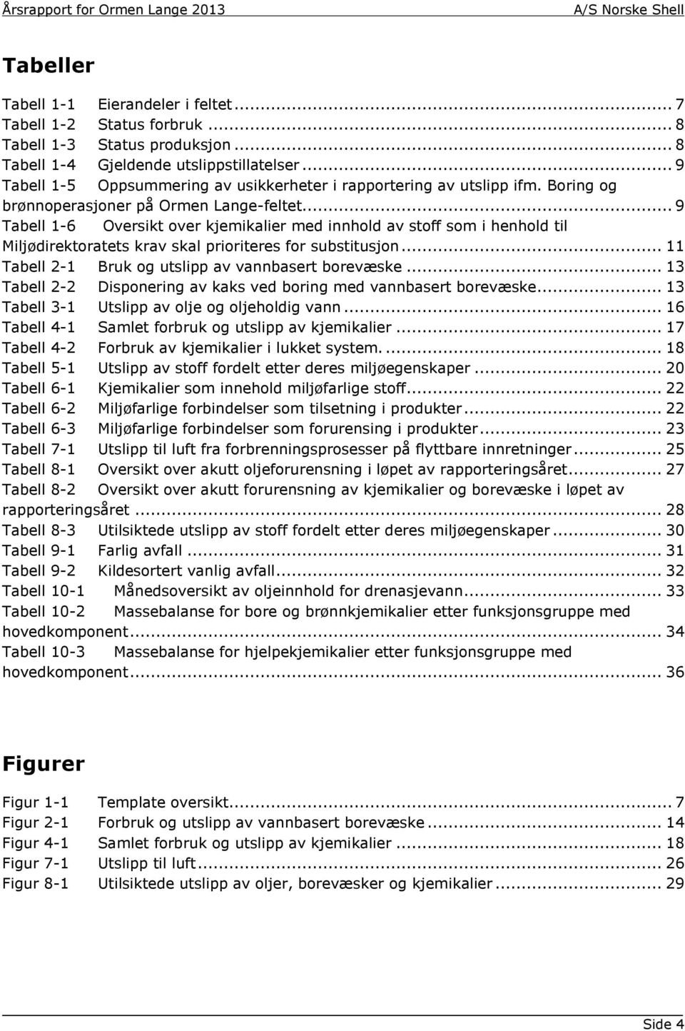 .. 9 Tabell 1-6 Oversikt over kjemikalier med innhold av stoff som i henhold til Miljødirektoratets krav skal prioriteres for substitusjon... 11 Tabell 2-1 Bruk og utslipp av vannbasert borevæske.