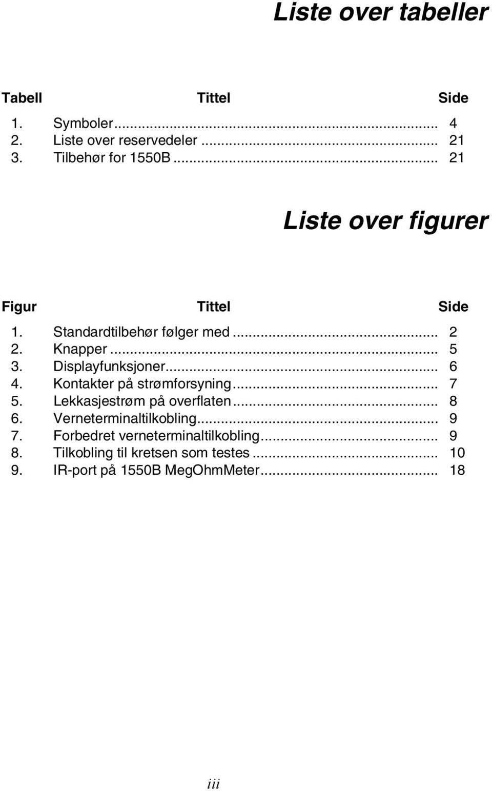 .. 6 4. Kontakter på strømforsyning... 7 5. Lekkasjestrøm på overflaten... 8 6. Verneterminaltilkobling... 9 7.