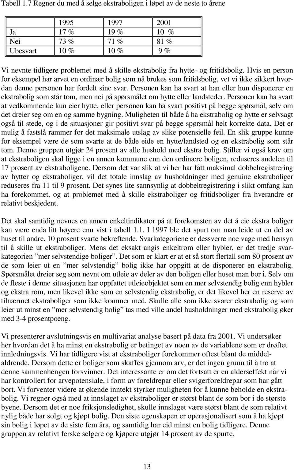 fra hytte- og fritidsbolig. Hvis en person for eksempel har arvet en ordinær bolig som nå brukes som fritidsbolig, vet vi ikke sikkert hvordan denne personen har fordelt sine svar.