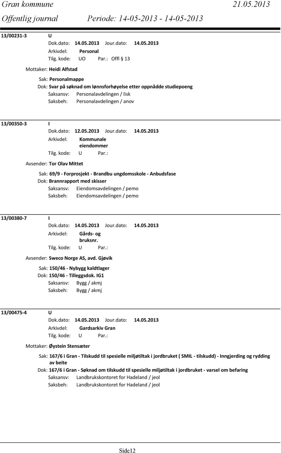 Personalavdelingen / anov 13/00350-3 I Dok.dato: 12.05.