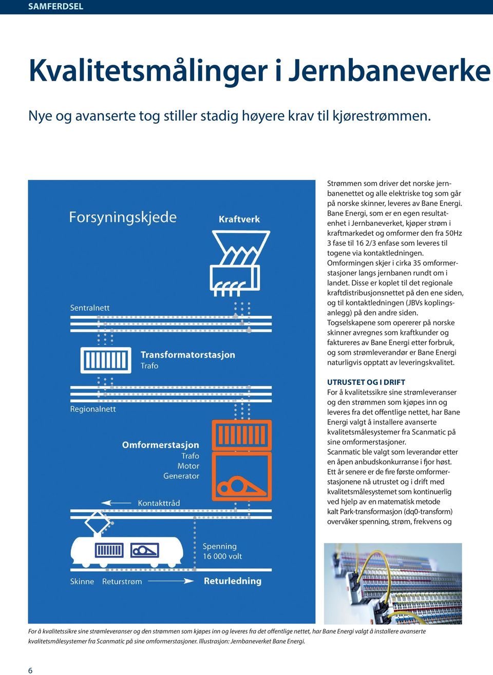 Bane Energi, som er en egen resultatenhet i Jernbaneverket, kjøper strøm i kraftmarkedet og omformer den fra 50Hz 3 fase til 16 2/3 enfase som leveres til togene via kontaktledningen.