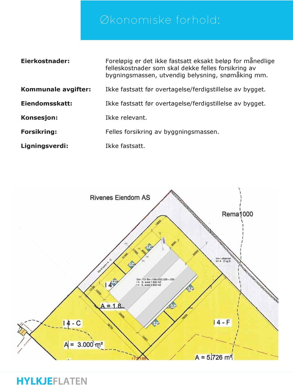 bygningsmassen, utvendig belysning, snømåking mm. Ikke fastsatt før overtagelse/ferdigstillelse av bygget.