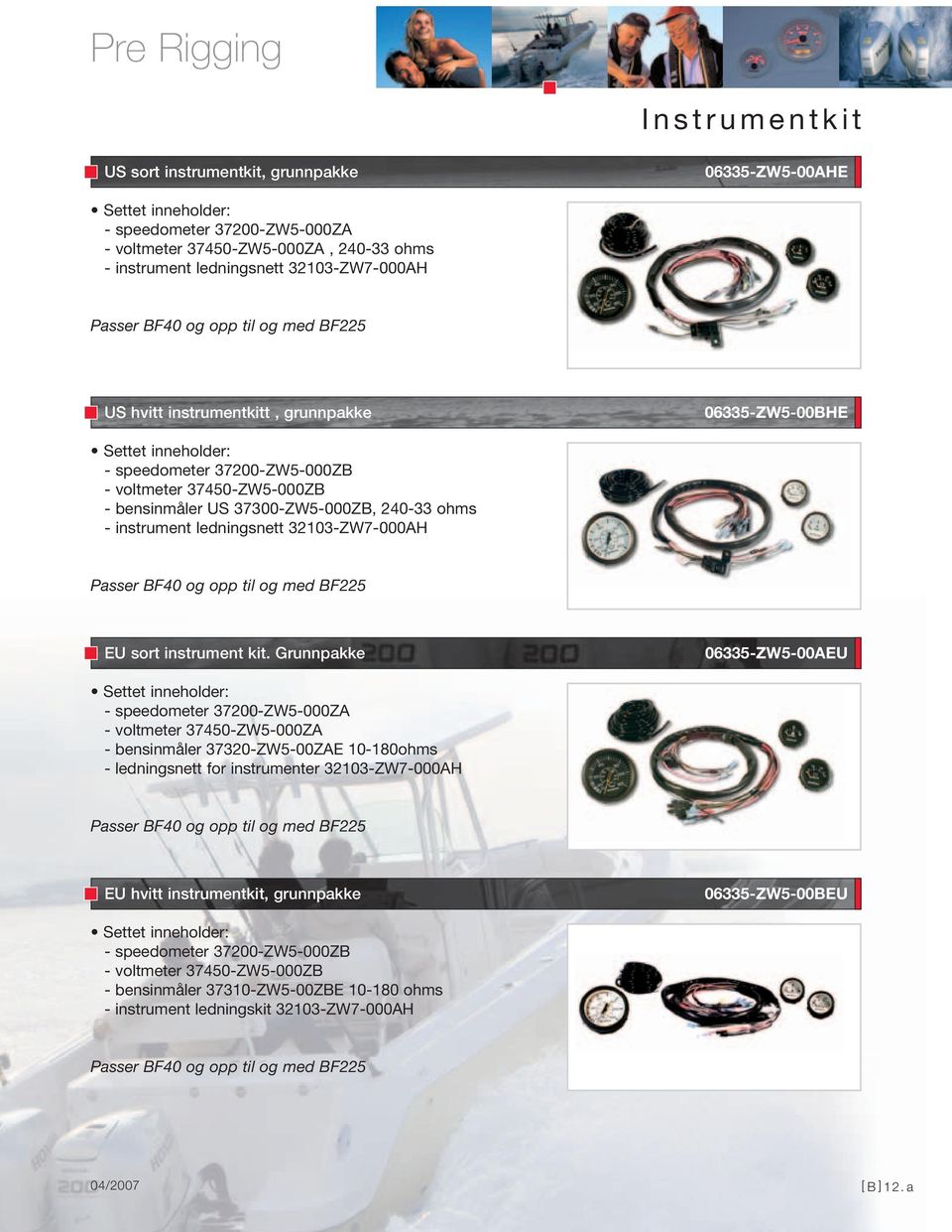 32103-ZW7-000AH Passer BF40 og opp til og med BF225 EU sort instrument kit.