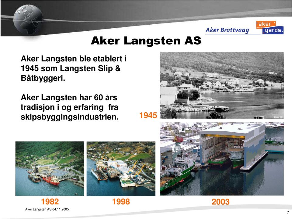 Aker Langsten AS Aker Langsten har 60 års