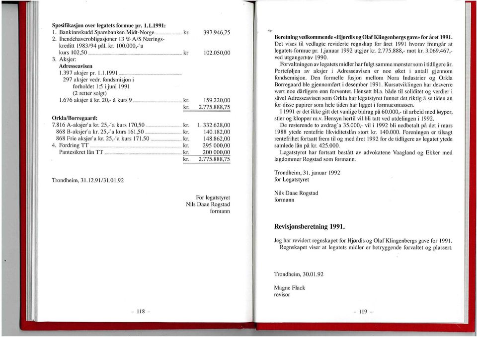 86 A-aksjefa kr. 25,-'a kurs 7,5 kr. I, 332,628, 868 B-aksjei-'a kr. 25,-'a kurs 6,5 kr. 4.82, 868 Frie aksjer a kr. 25,-'a kurs 7.5 kr. 48.862, 4. Fordring TT kr. 295, Pantesikret lån TT kr. 2, kr.