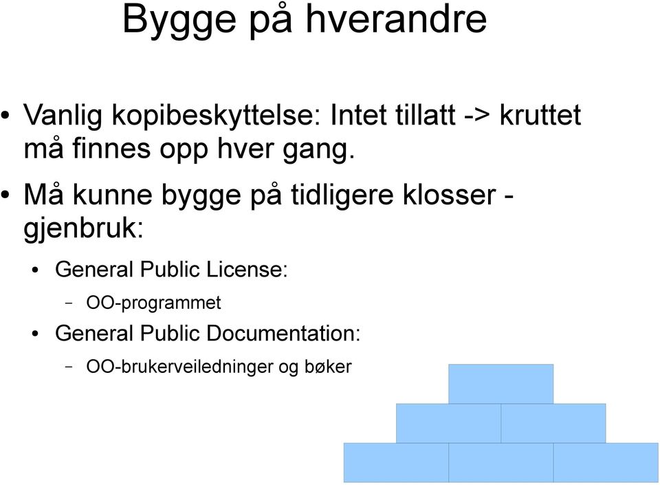 Må kunne bygge på tidligere klosser gjenbruk: General